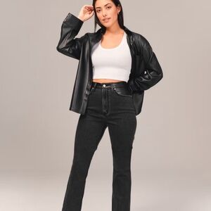 A&F mixed fabric curve love ultra high rise jeans